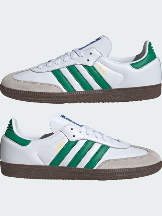 adidas Shoes - Adidas Samba Sneakers in White with Green Stripes New with tags